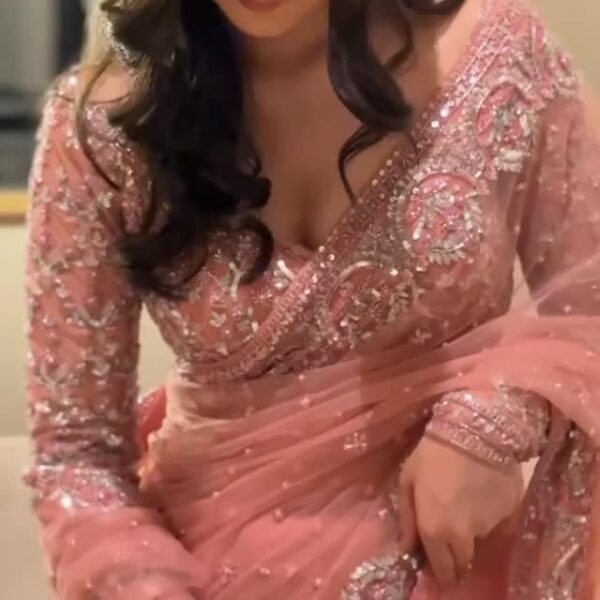 Wedding Special Butterfly Net Saree with Heavy Embroidery, Sequins & Jari Work ✨