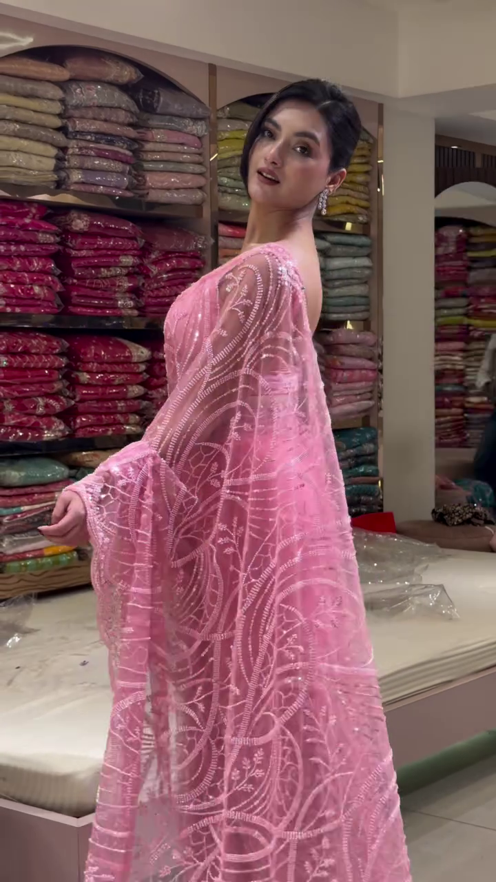 ✨ Drape Yourself in Luxury – Handcrafted Designer Net Saree Collection for Unforgettable Elegance - Image 4