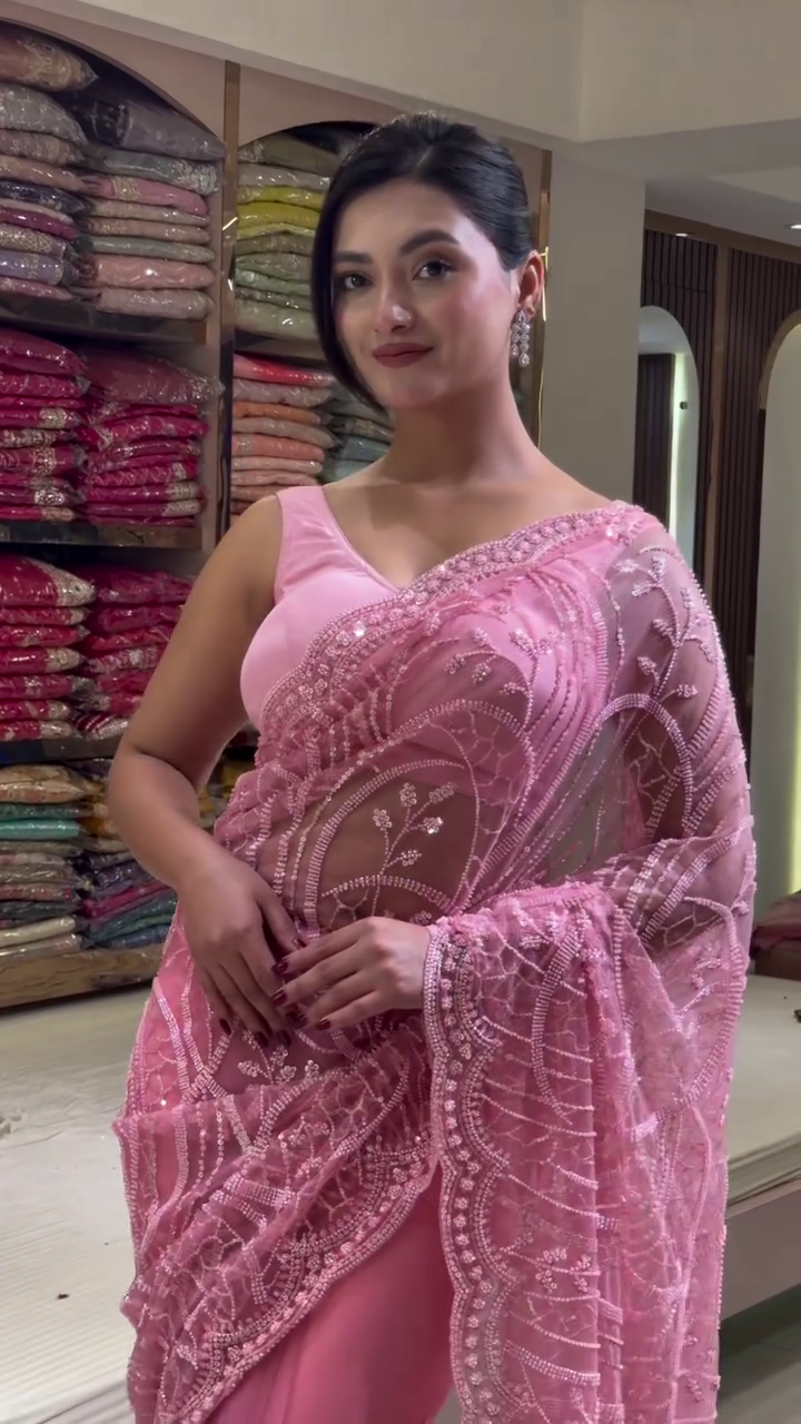 ✨ Drape Yourself in Luxury – Handcrafted Designer Net Saree Collection for Unforgettable Elegance - Image 2