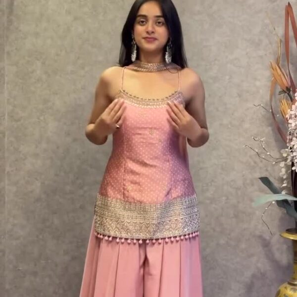 ✨ Latest Peach Sharara Suit Design for Women | Elegant Sharara Suit with Choker Dupatta | Buy Sharara Suit Online