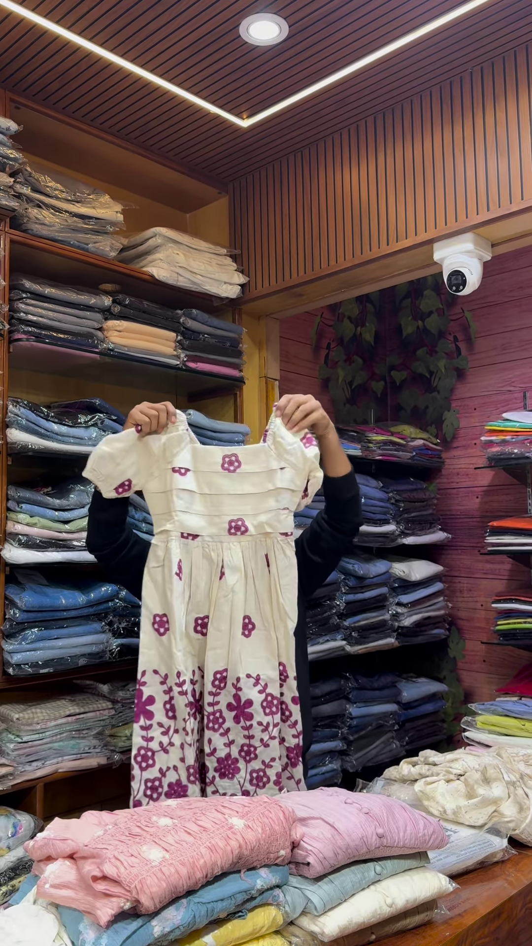 Black Floral Printed Button-Front Dress with Long Sleeves for Women - Image 6