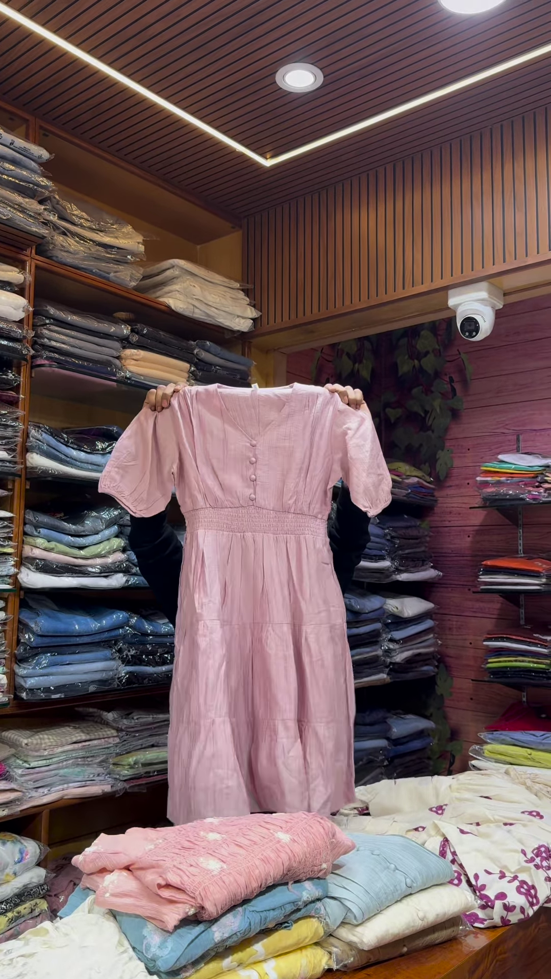 Black Floral Printed Button-Front Dress with Long Sleeves for Women - Image 5