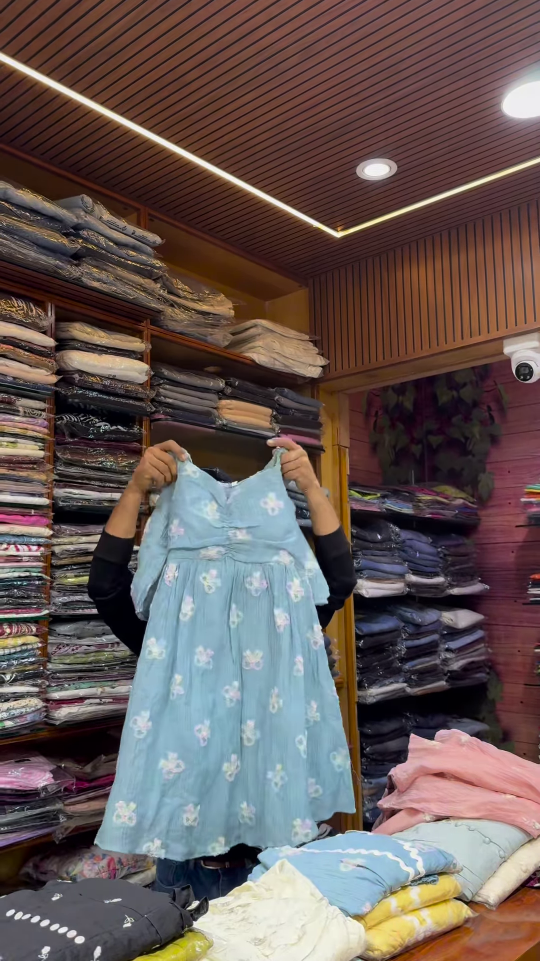 Black Floral Printed Button-Front Dress with Long Sleeves for Women - Image 3