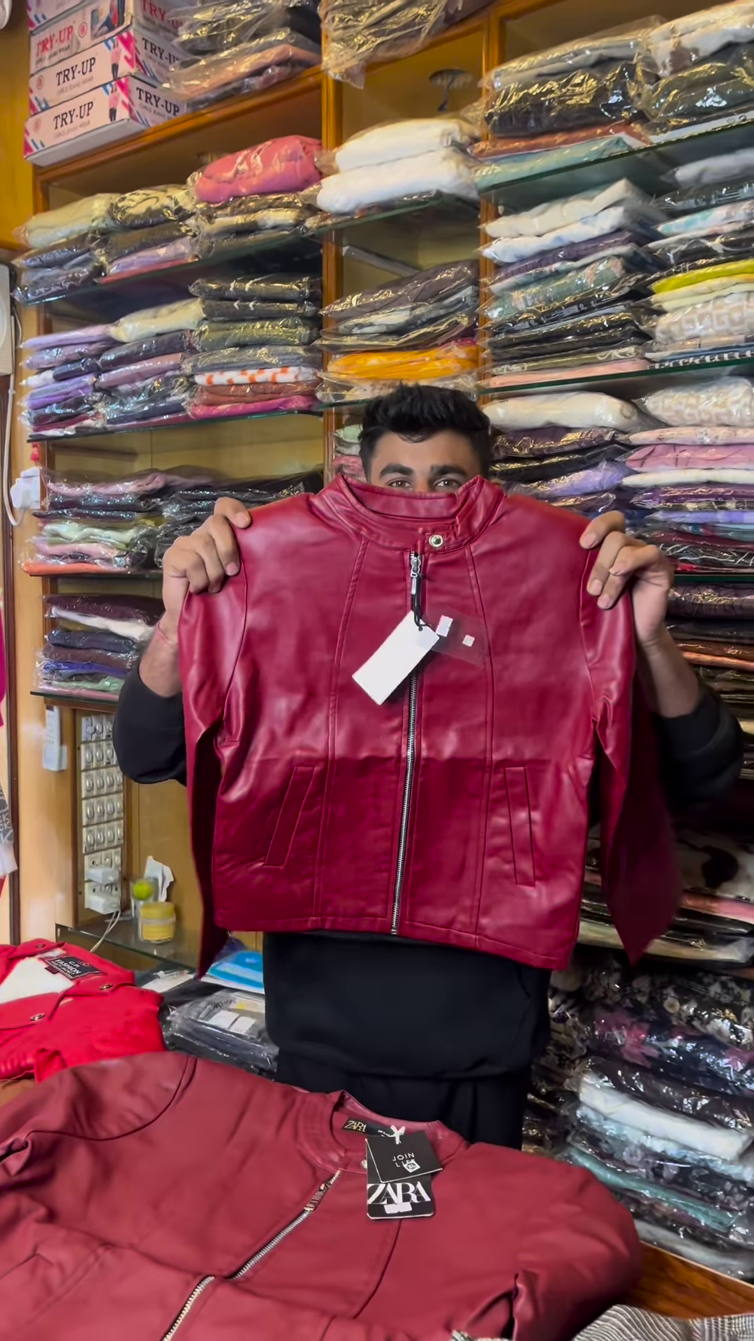 Black and White Checkered Long-Sleeve Jacket with Front Flap Pockets and Button Closure - Image 5