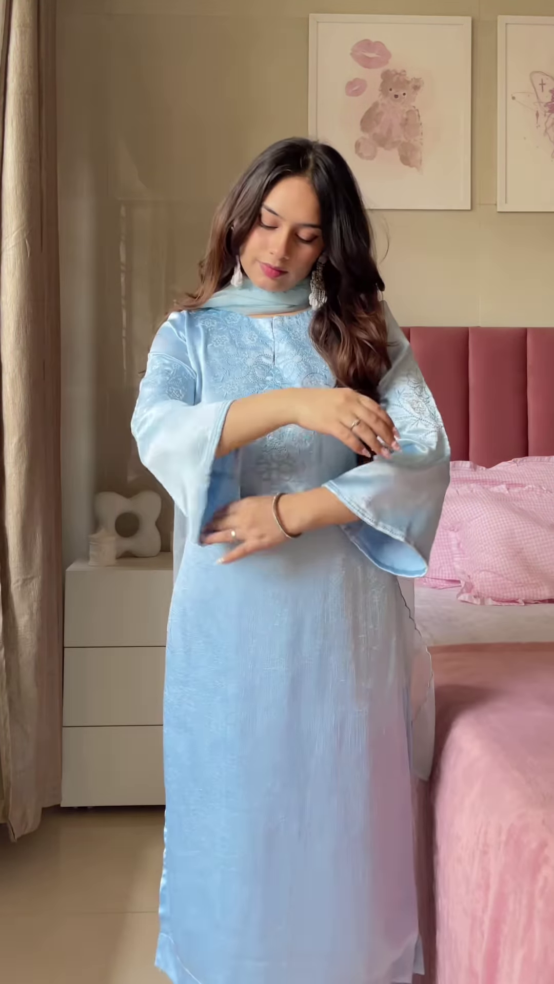 Pink Embroidered Anarkali Dress with Dupatta – Elegant Ethnicwear for Women - Image 3