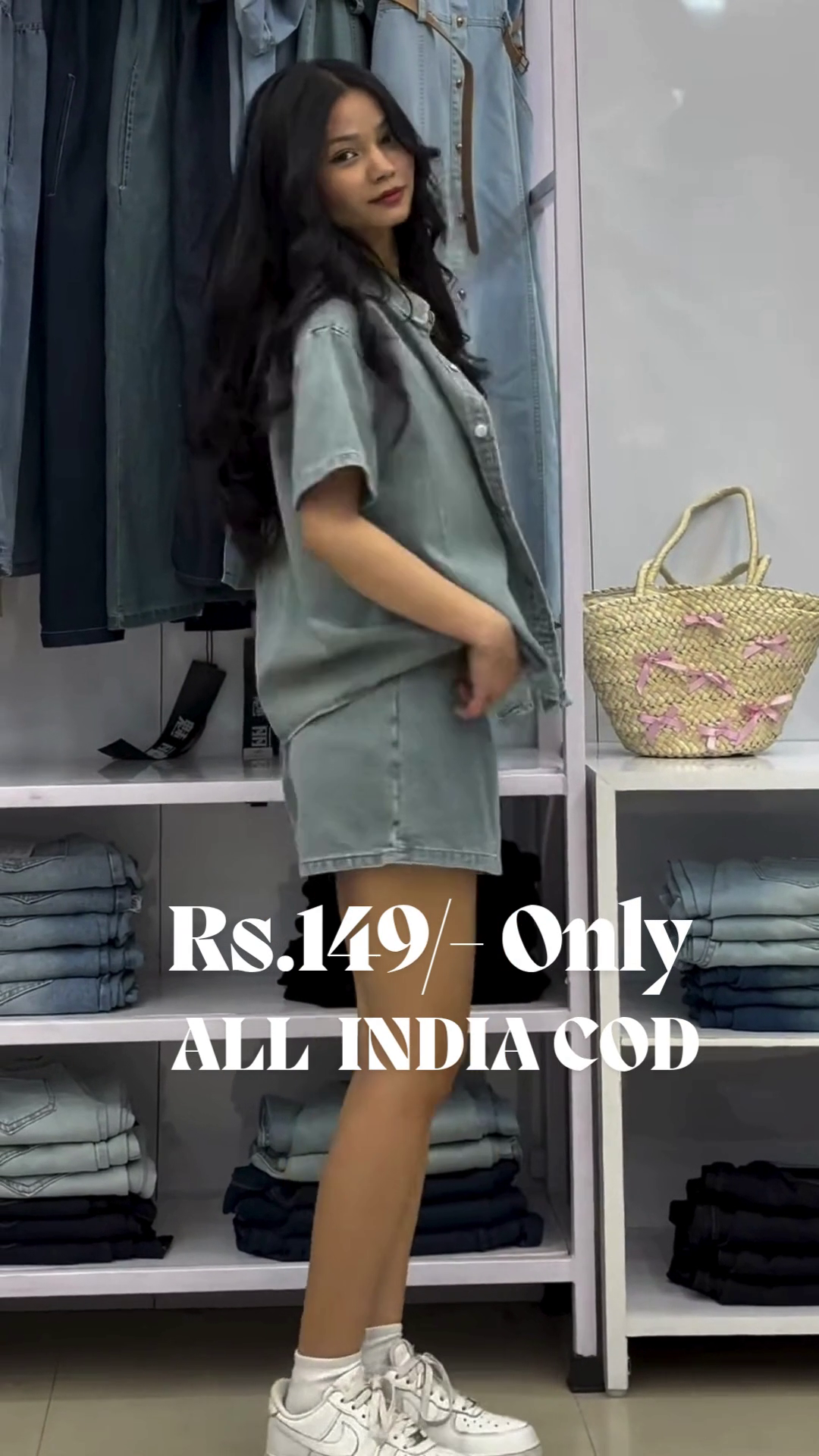 Midnight Urban Denim Chic Set | Jet Black Shirt & High-Waist Shorts for Bold Streetwear Vibes - Image 2