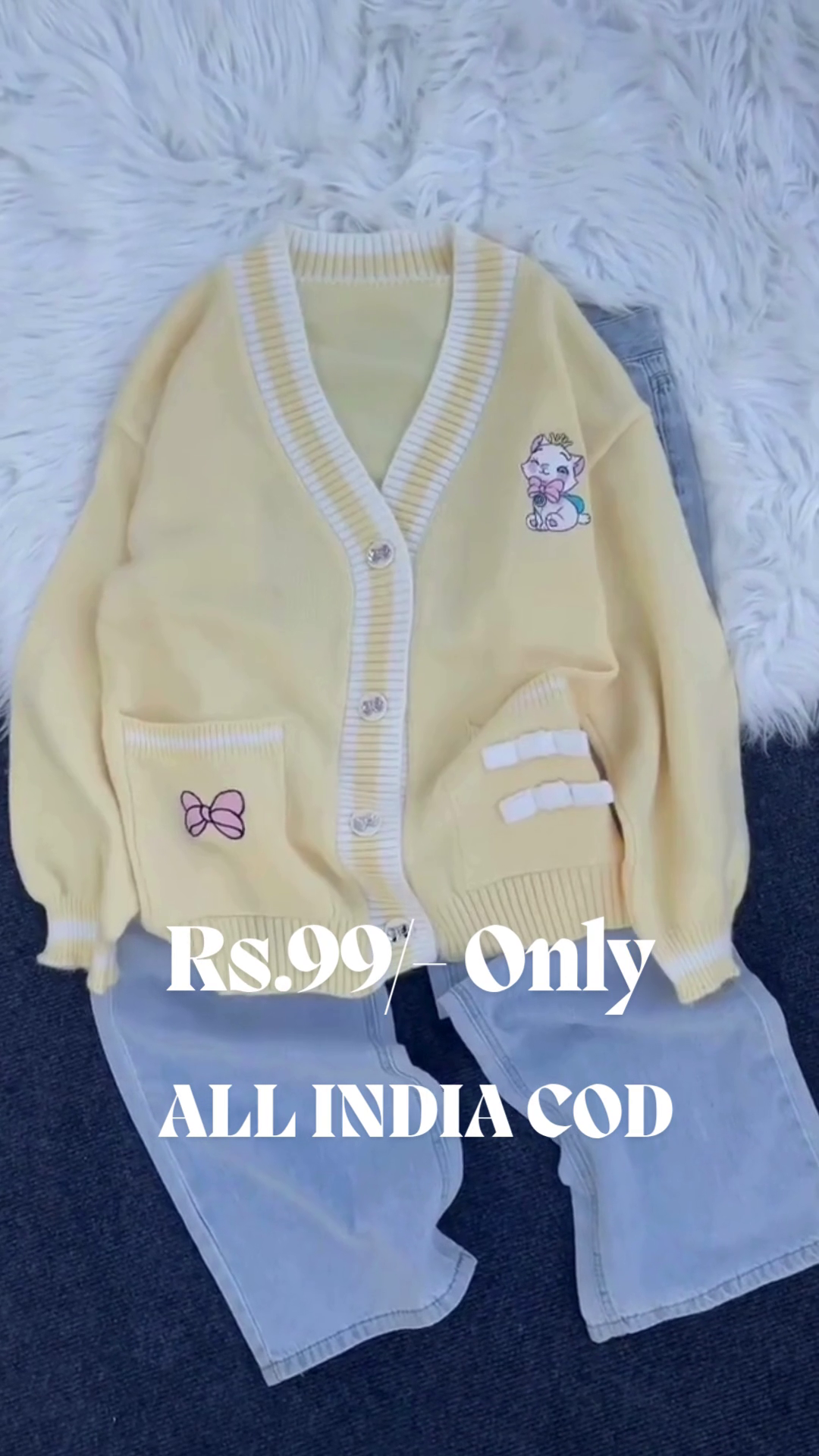 Cute Cartoon Embroidered Knitted Cardigan | Cozy Bow-Detail Sweater for Trendy Korean-Inspired Winter Looks 💖✨ - Image 4