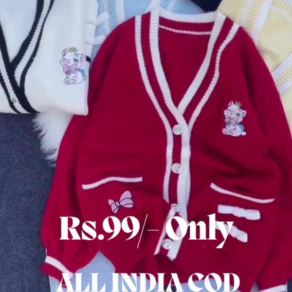 Cute Cartoon Embroidered Knitted Cardigan | Cozy Bow-Detail Sweater for Trendy Korean-Inspired Winter Looks 💖✨