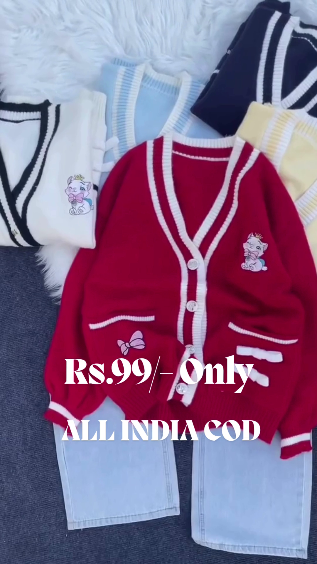 Cute Cartoon Embroidered Knitted Cardigan | Cozy Bow-Detail Sweater for Trendy Korean-Inspired Winter Looks 💖✨