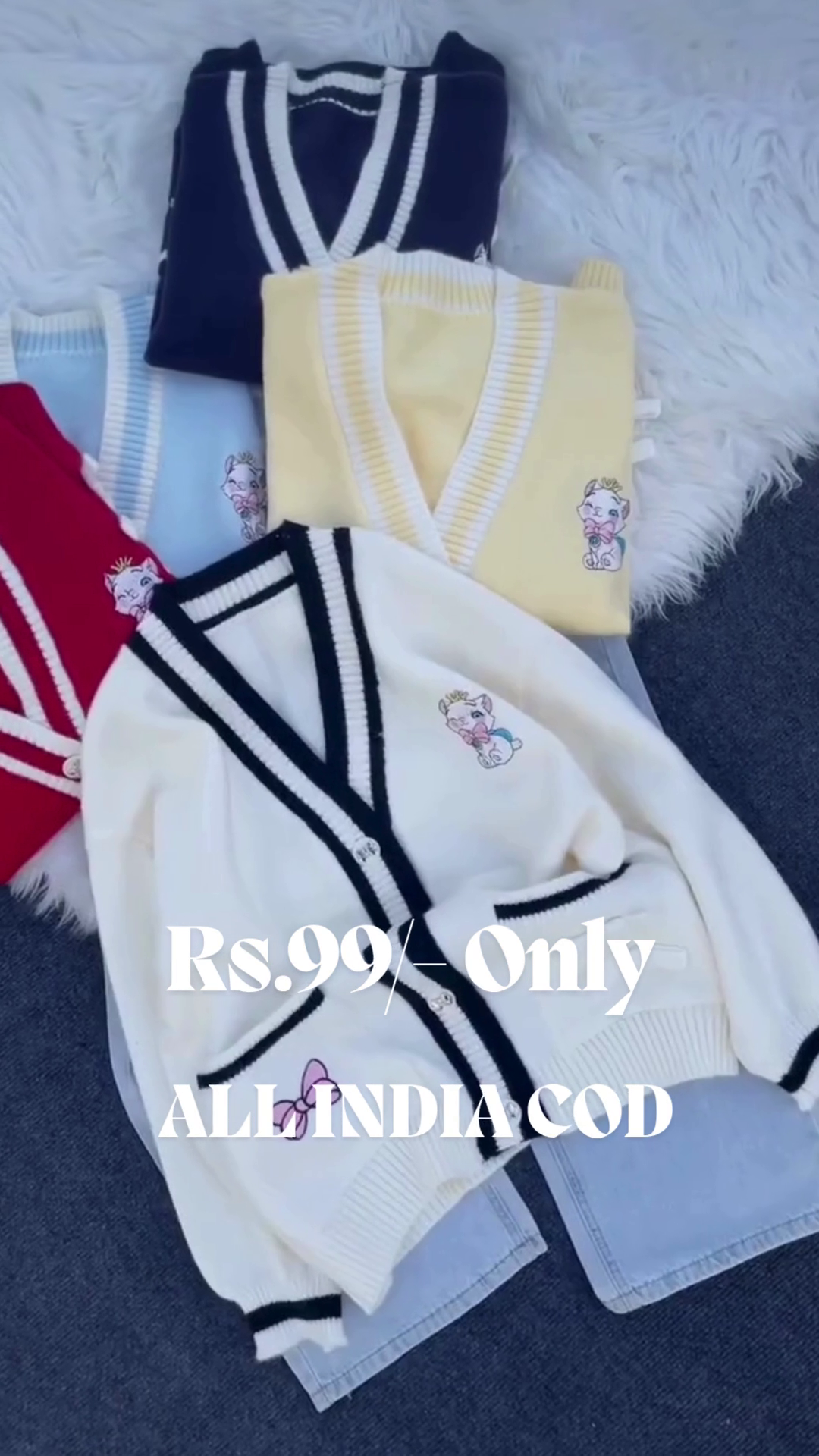 Cute Cartoon Embroidered Knitted Cardigan | Cozy Bow-Detail Sweater for Trendy Korean-Inspired Winter Looks 💖✨ - Image 6