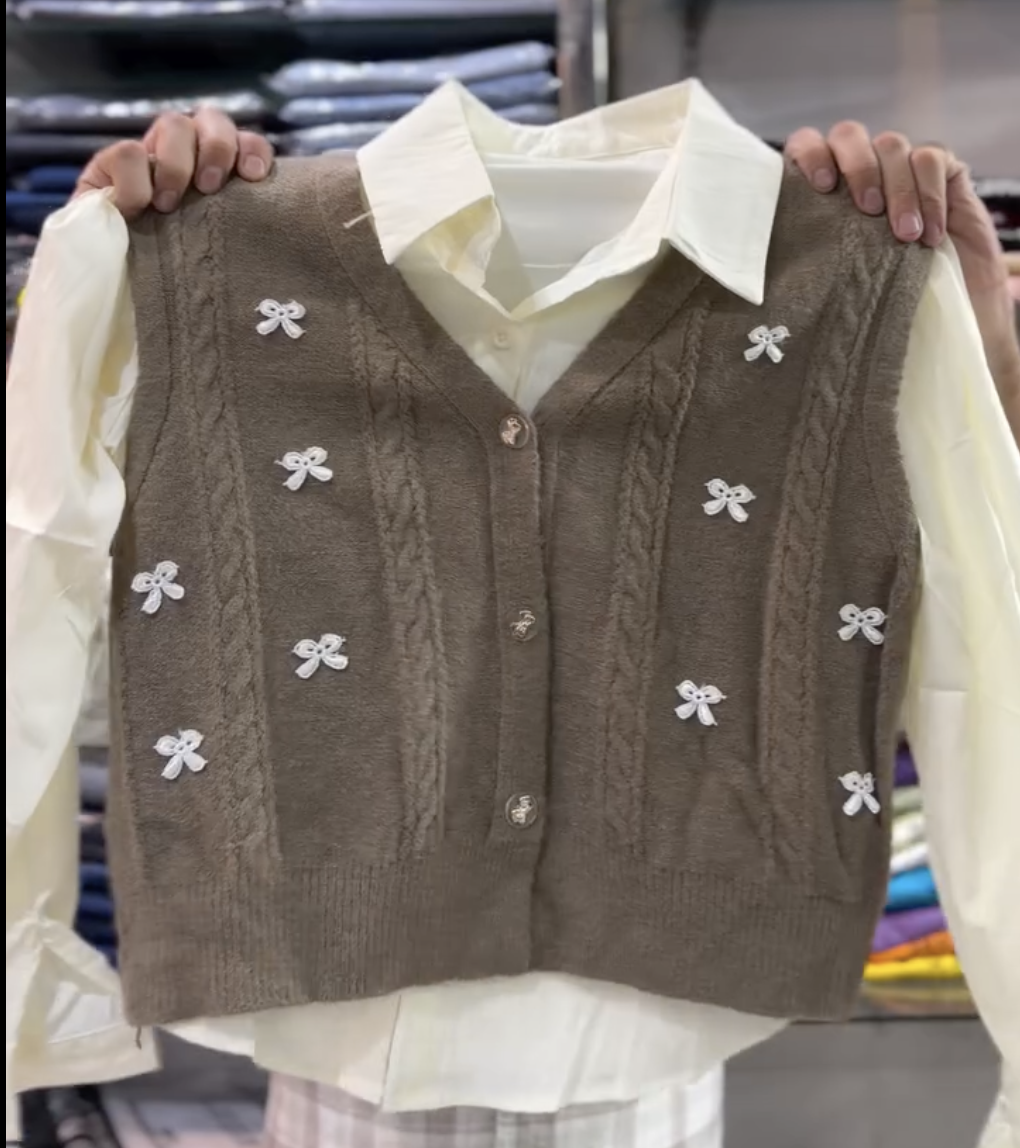 Vest Autumn and Winter Embroidered Coat Sweater Sweater - Image 5