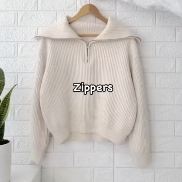 Effortless Elegance Meets Cozy Comfort – Women’s Ribbed Quarter-Zip Pullover Sweater Combo