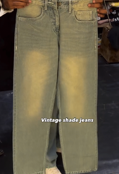 Vintage Yellowish-Blue Loose Straight-Fit Denim Jeans – Retro Soul with Modern Comfort