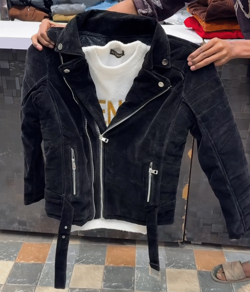 🖤🔥 Midnight Edge: Black Velvet Side-Zip Biker Jacket 🏍️