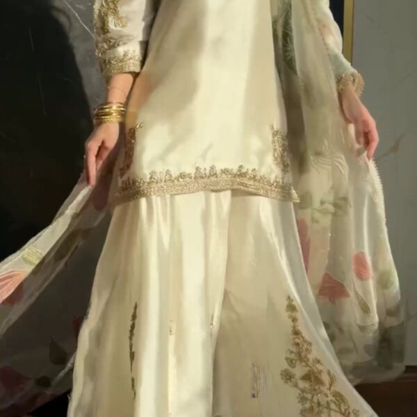 ✨🌸 Exclusive Designer Heavy Chinon Sequins Embroidery Suit with Full Flair Gharara & Organza Dupatta 🌸✨