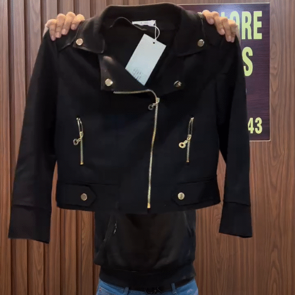 Faux Suede Leather Moto Jacket for Women – Slim Fit Zip-Up Biker Motorcycle Coat with Pockets