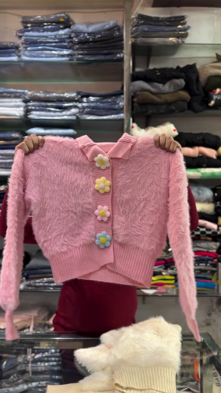 Elegant Pink V-Neck Floral Sweater Coat – Women’s Long Sleeve Cardigan for Any Occasion - Image 6