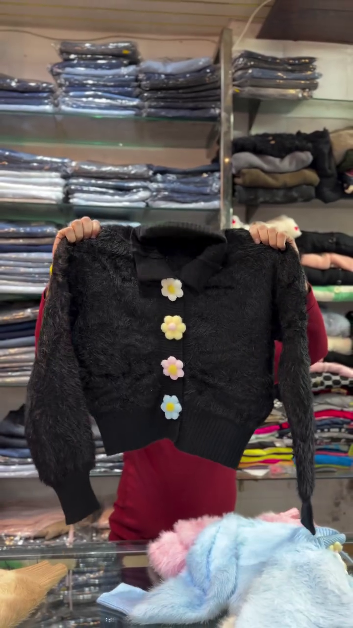 Elegant Pink V-Neck Floral Sweater Coat – Women’s Long Sleeve Cardigan for Any Occasion - Image 3