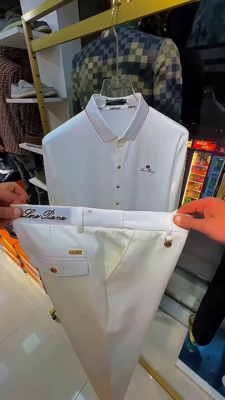 White Loro Piana Polo Shirt & Matching Trousers – Elegant Luxe Women’s Ensemble - Image 4