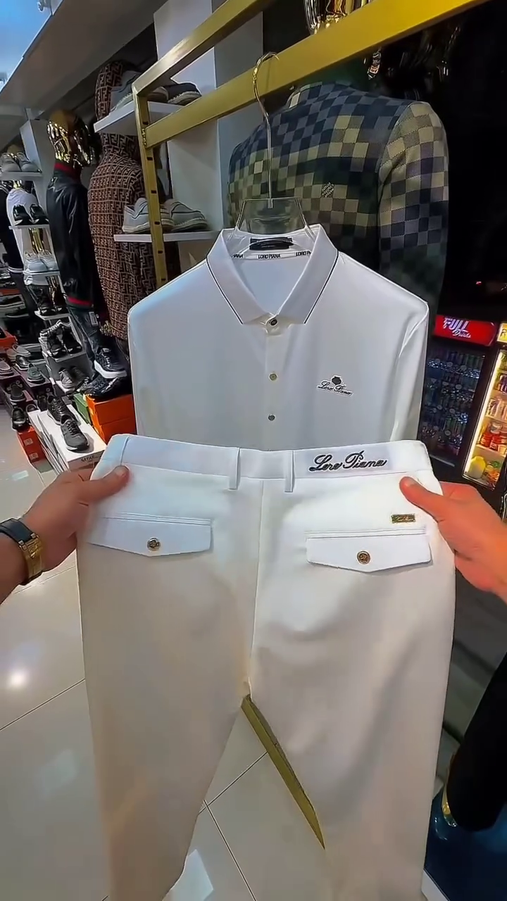 White Loro Piana Polo Shirt & Matching Trousers – Elegant Luxe Women’s Ensemble