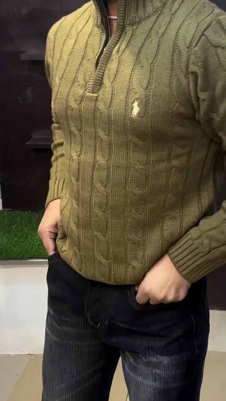 Polo Ralph Lauren Cable-Knit Cotton Quarter-Zip Jumper – Nutmeg Brown Heather - Image 2