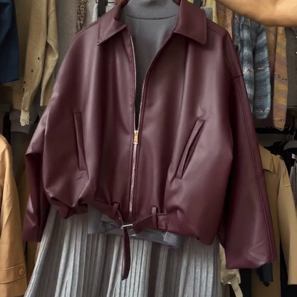 🍷🧥 Maroon Lightweight Faux Leather Jacket – Bold Style with Everyday Comfort 🧥🍷