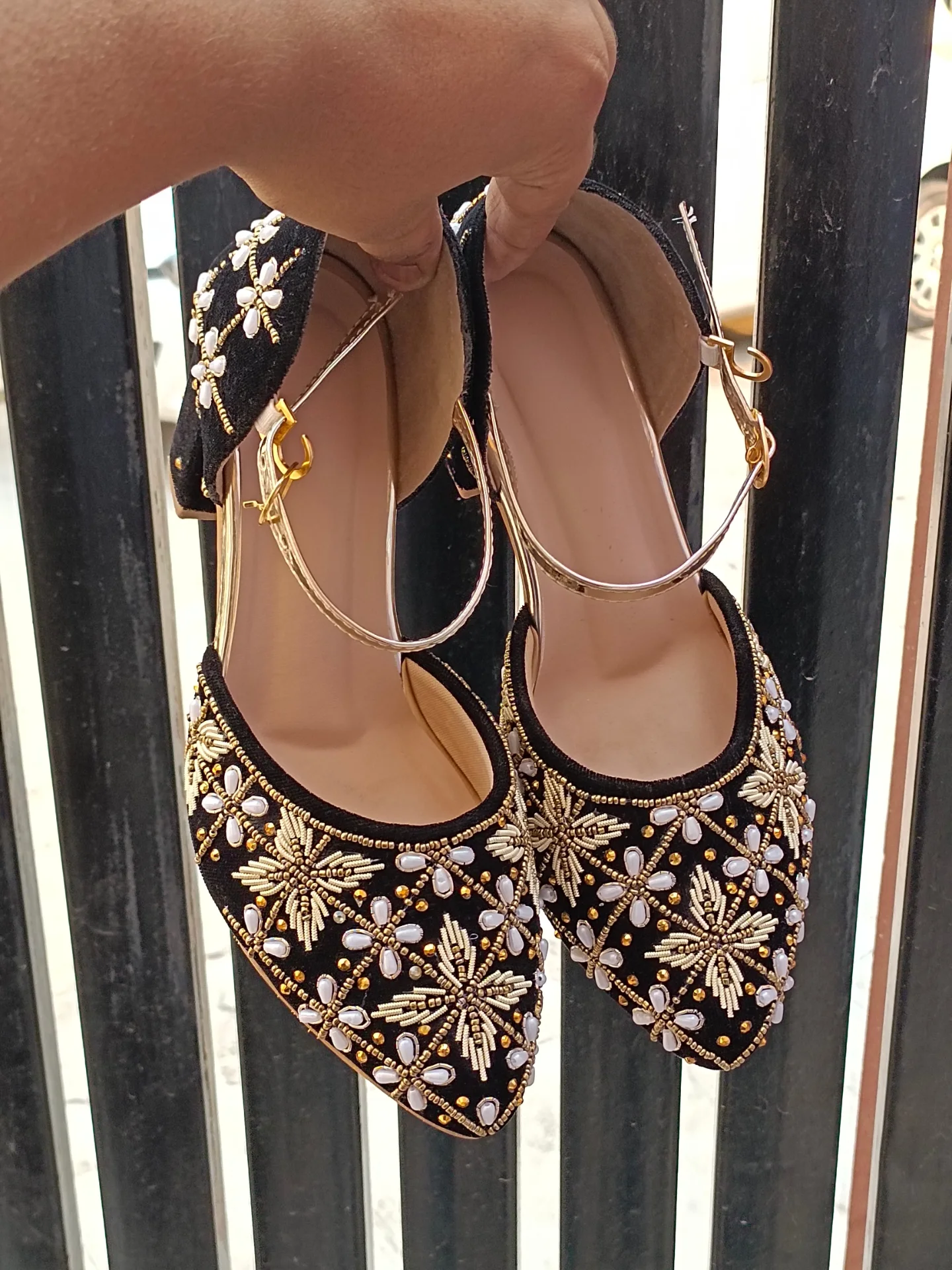 Red Embroidered Velvet Block Heel Sandals β Elegant Statement Footwear π β¨ - Image 10