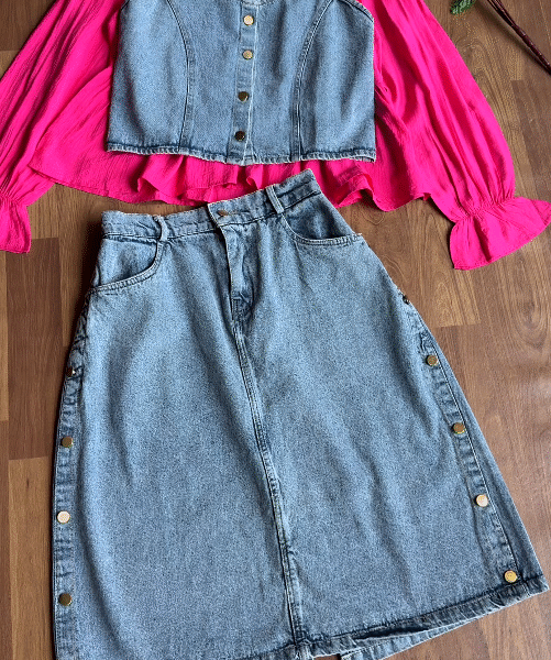 👖 Trendy & Versatile: Women’s Denim Skirt 3-Piece Set 🌟