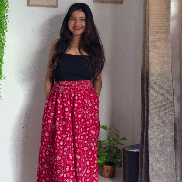 πΈ Elegant Pink Floral Flared Skirt with Chic Black Top β Feminine & Flirty β¨π€