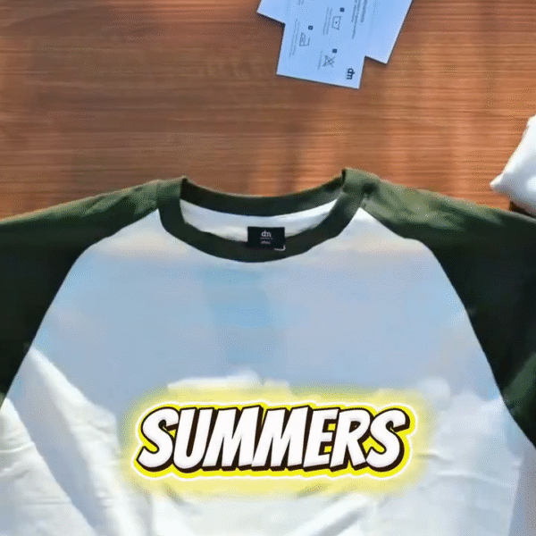 🌿 Classic White & Green Raglan T-Shirt – Casual Comfort Meets Timeless Style 👕✨