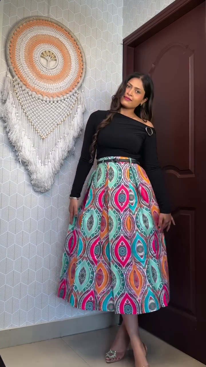π DressBerry Printed Cotton Midi A-Line Skirt β Fresh, Flowy & Effortlessly Chic πΈ - Image 2