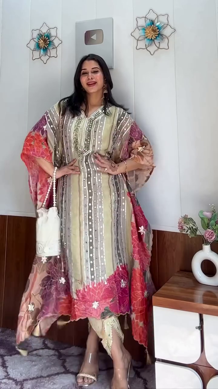 π€ Elegant Ensemble: Black Embroidered Cotton A-Line Kurta with Dhoti Pant & Dupatta Set β¨ - Image 2