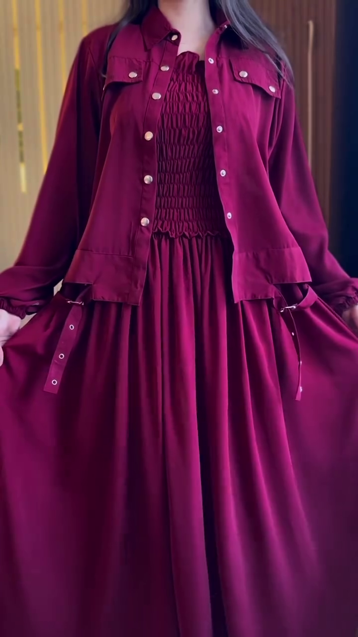 Elegant Statement: Button-Style Smockie Coat Maxi Dress πβ¨ - Image 3