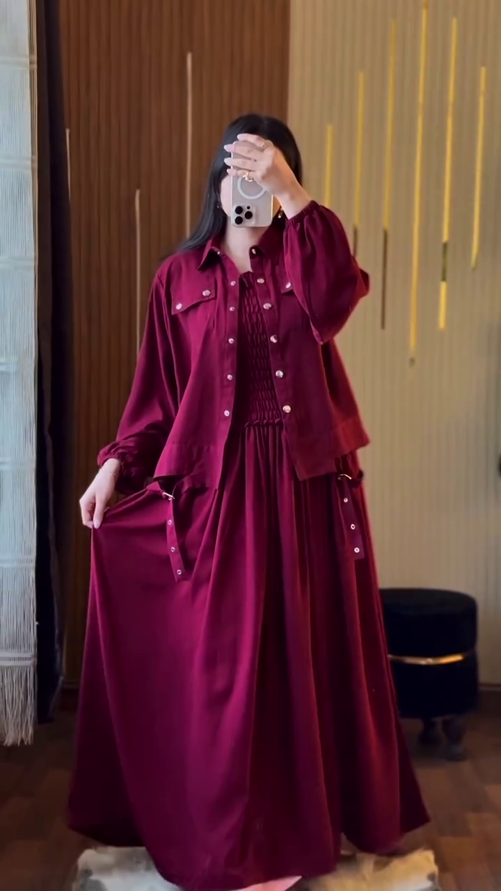 Elegant Statement: Button-Style Smockie Coat Maxi Dress πβ¨
