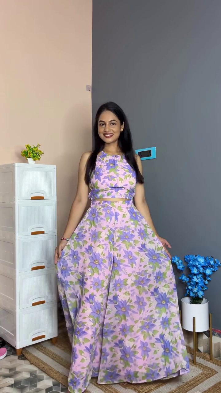 πΈ Floral Printed Round Neck Top with Palazzo β Graceful Comfort, Everyday Charm - Image 4