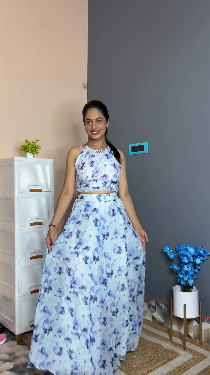 πΈ Floral Printed Round Neck Top with Palazzo β Graceful Comfort, Everyday Charm - Image 3