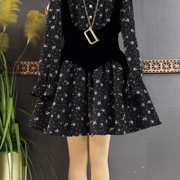 🖤 Midnight Muse 3-Piece Floral Layered Dress Set 🖤