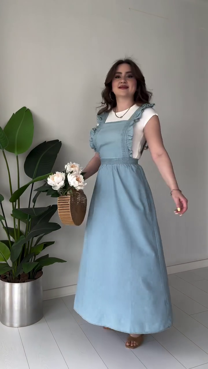 π Sky Breeze Ruffle Denim Maxi Dress π - Image 2