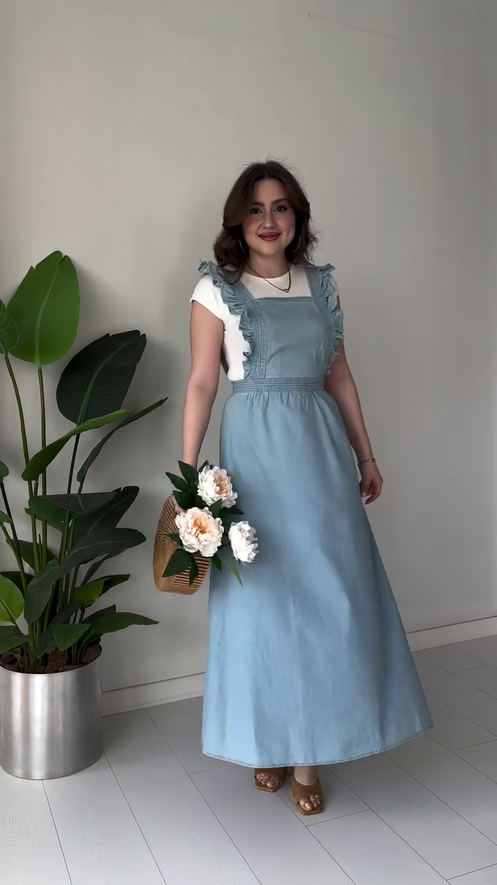 π Sky Breeze Ruffle Denim Maxi Dress π - Image 5