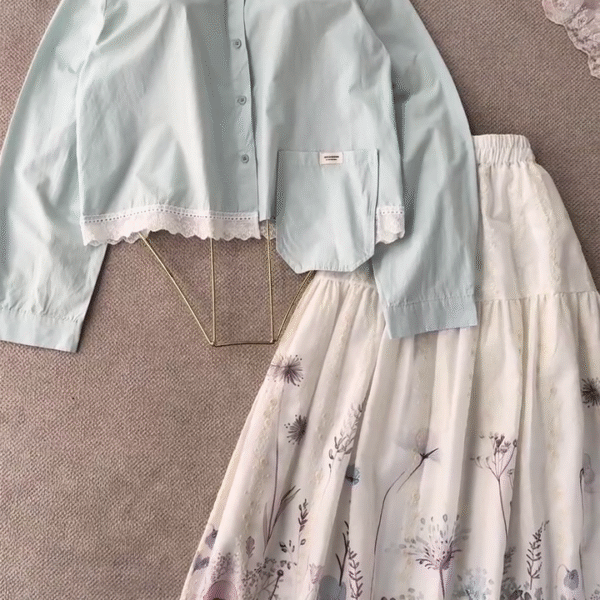 🌸 Mint Blossom Lace Hem Co-Ord Set 🌸