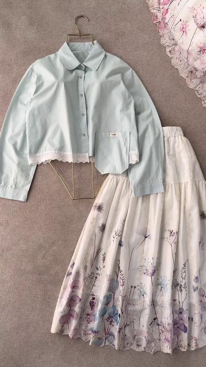 πΈ Mint Blossom Lace Hem Co-Ord Set πΈ