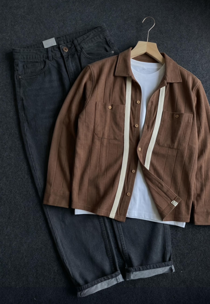 π€ Effortless Style: Checkered Shirt with Charcoal-Gray Denim Combo π€ - Image 3