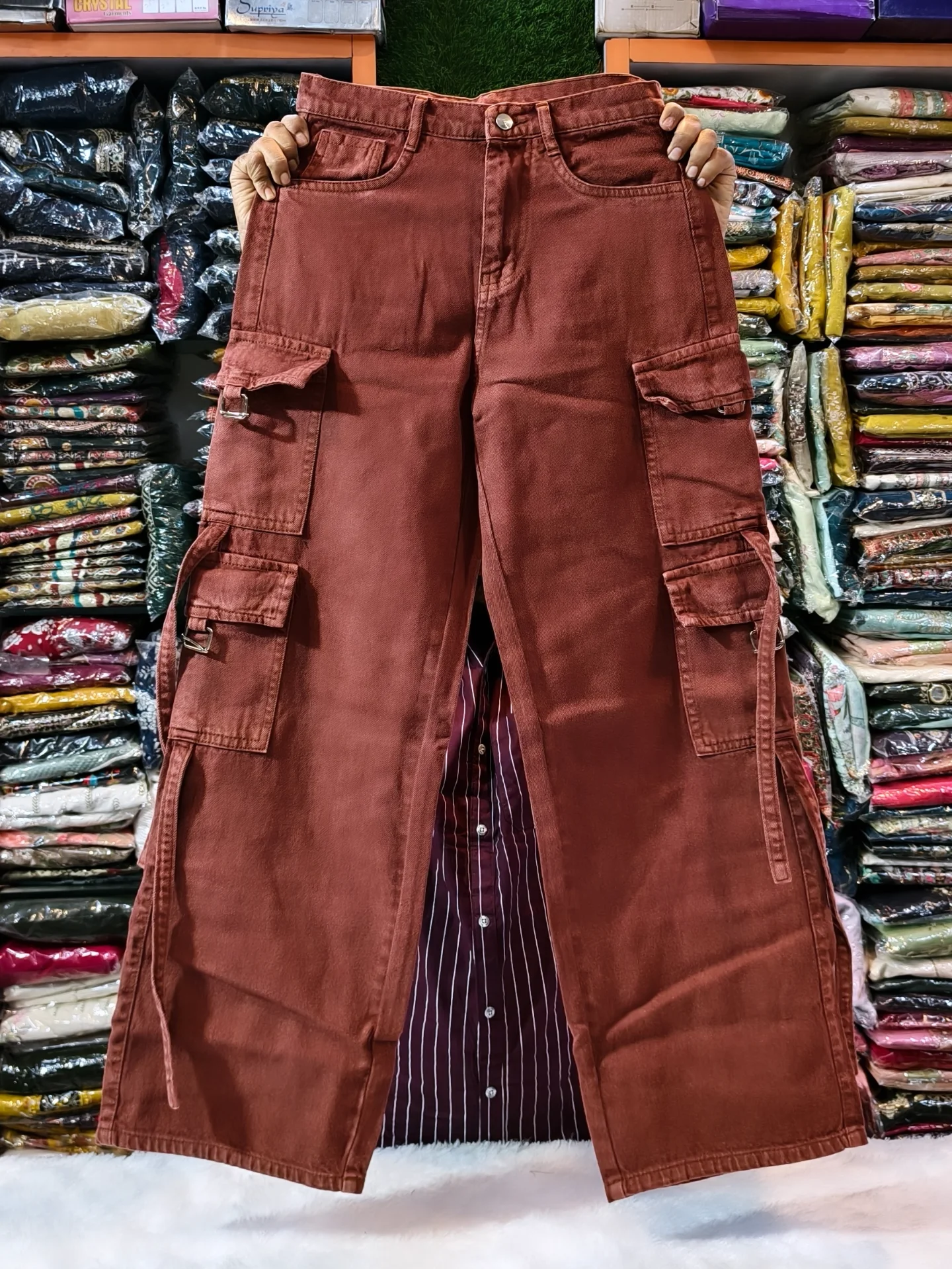 Trendy Light Blue Wide-Leg Denim Cargo Jeans – Utility Meets Street Style