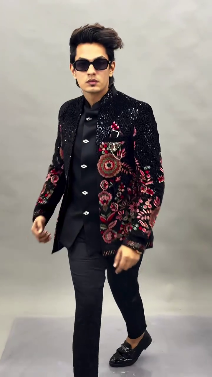 Bold Elegance: A Modern Statement in Black Embroidered Couture - Image 5