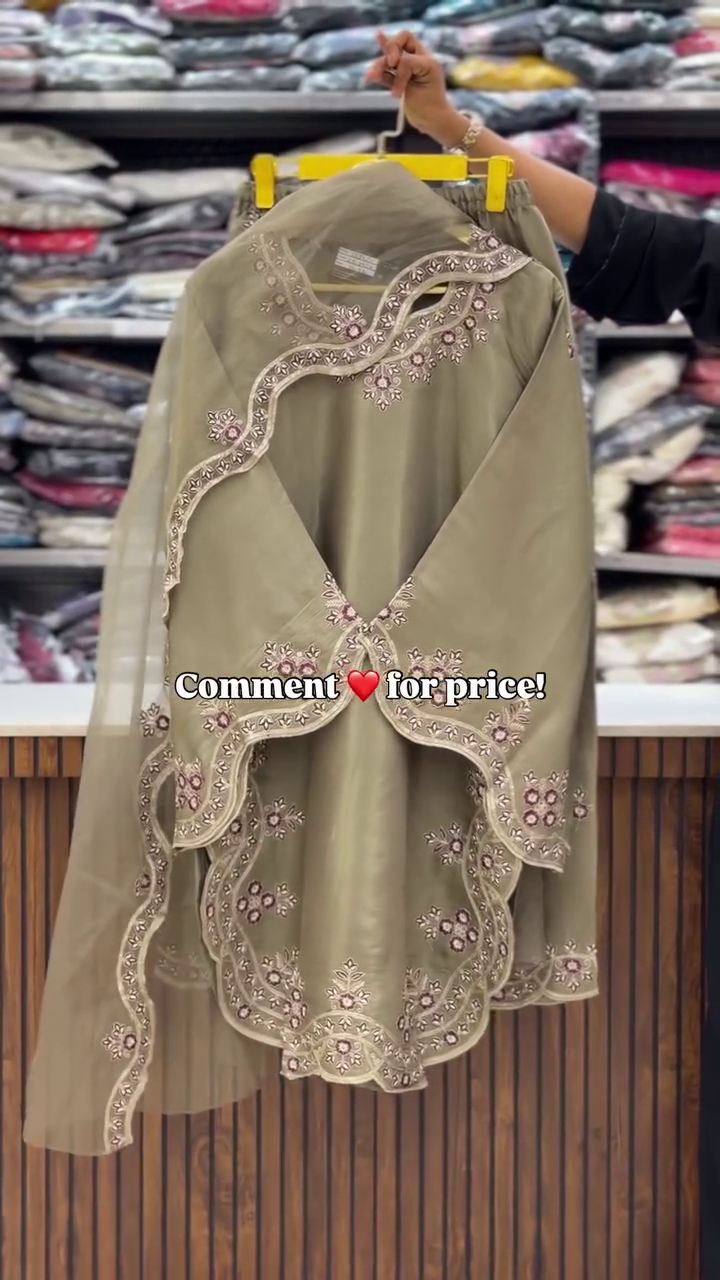 Elegant Rafacollection Pakistani Suit with Heavy Embroidery and Statement Bell Sleeves - Image 12