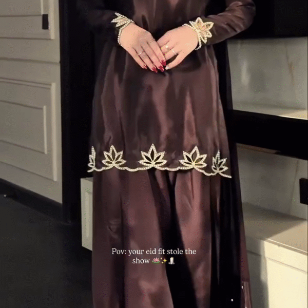 Elegant Luxury 3-Piece Suit Set with Silver Leaf Embroidery by ISRL ENTERPRISE