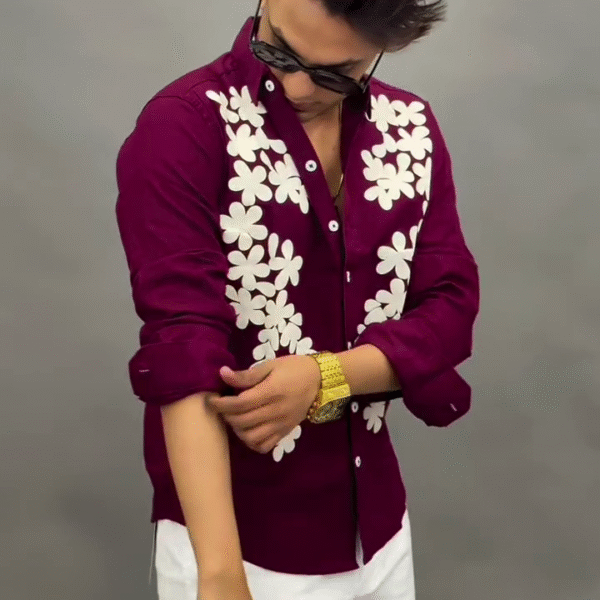 “Bold & Refined: Maroon Button-Down Shirt for Effortless Style” 🤎👔✨