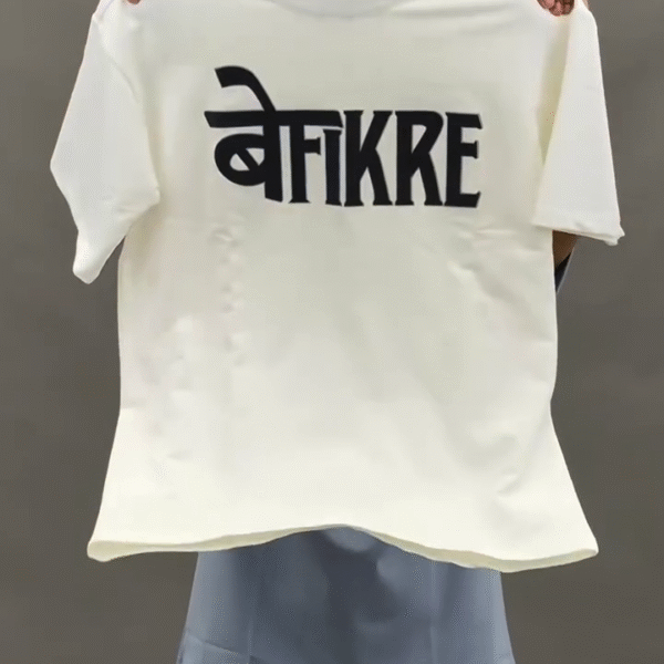“Befikre Vibes: White Graphic T-Shirt with Bold Hindi Slang Print” 🤍🔥👕