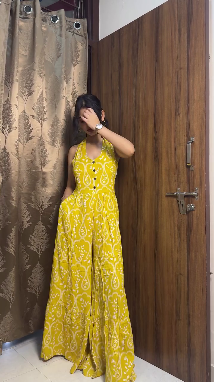 Radiate Sunshine Elegance in This Stunning Printed Halter Maxi Dress - Image 3